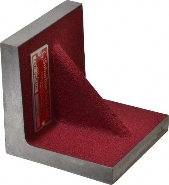 Suburban Tool - 4" Wide x 4" Deep x 4" High Cast Iron Machined Angle Plate - Standard Plate, Flat Surface, Single Web, 5/8" Thick, Single Plate - Best Tool & Supply