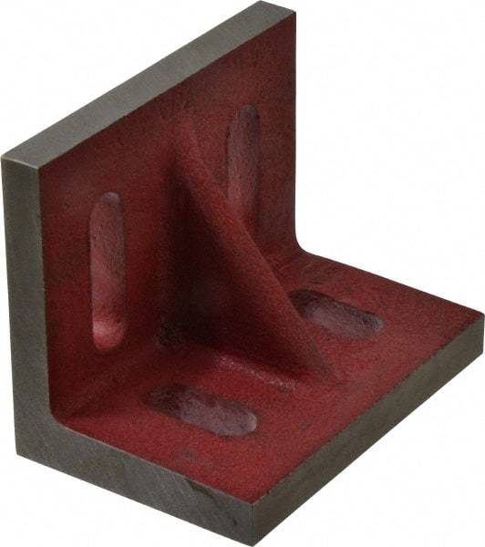 Suburban Tool - 4-1/2" Wide x 3" Deep x 3-1/2" High Cast Iron Machined Angle Plate - Standard Plate, Through-Slots on Surface, Single Web, 9/16" Thick, Single Plate - Best Tool & Supply