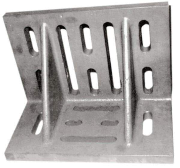 Suburban Tool - 16" Wide x 9" Deep x 12" High Cast Iron Machined Angle Plate - Slotted Plate, Through-Slots on Surface, Double Web, 1-1/8" Thick, Single Plate - Best Tool & Supply