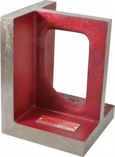 Suburban Tool - 1 Hole, 8" High x 6" Wide x 6" Deep, Right Angle Iron - Cast Iron, Precision Ground, 1" Thick, Parallel to within 0.00025" per 6", Square to within 0.0005" per 6" - Best Tool & Supply