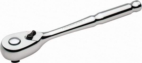 Paramount - 3/8" Drive Pear Head Quick-Release Ratchet - Chrome Finish, 8" OAL, 72 Gear Teeth - Best Tool & Supply