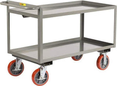 Little Giant - 3,600 Lb Capacity, 30" Wide x 66" Long x 36" High Shelf Cart - 2 Shelf, Steel, 2 Rigid/2 Swivel Casters - Best Tool & Supply