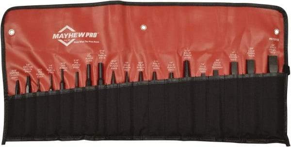 Mayhew - 19 Piece Punch & Chisel Set - 1/8 to 3/4" Chisel, 1/8 to 3/8" Punch, Hexagon Shank - Best Tool & Supply