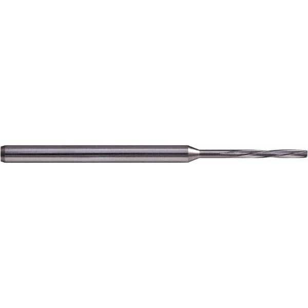 Chucking Reamer: 0.0169″ Dia, 1.9685″ OAL, 0.1969″ Flute Length, Straight Shank, Solid Carbide 4 Flute, RH