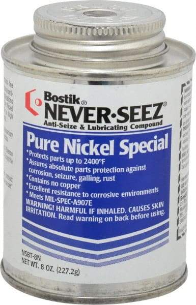 Bostik - 8 oz Can Extreme Pressure, High Temperature Anti-Seize Lubricant - Nickel, -297 to 2,400°F, Silver Colored, Water Resistant - Best Tool & Supply