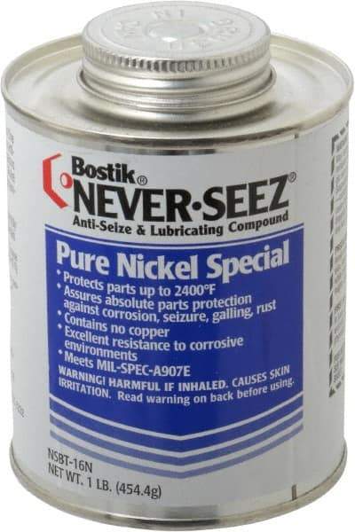 Bostik - 1 Lb Can Extreme Pressure, High Temperature Anti-Seize Lubricant - Nickel, -297 to 2,400°F, Silver Colored, Water Resistant - Best Tool & Supply