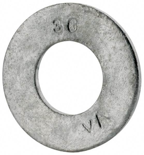 Value Collection - 3/8" Screw, Grade SAE 1035-1050 Steel Standard Flat Washer - 0.401" ID x 13/16" OD, 0.08" Thick, Galvanized Finish - Best Tool & Supply