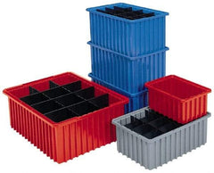 Akro-Mils - 1.66 Cu Ft, 50 Lb Load Capacity Red Polyethylene Dividable Container - Stacking, 22.4" Long x 17.4" Wide x 10" High - Best Tool & Supply