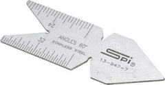 SPI - 60° Angle, Chrome Coated Steel Center Gage - 1/32 to 1/14 Inch Graduation - Best Tool & Supply