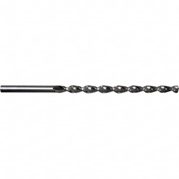 Extra Length Drill Bit: 0.375″ Dia, High Speed Steel Bright Finish, 7.2835″ Flute Length, Parabolic Flute, Straight-Cylindrical Shank, Series 524