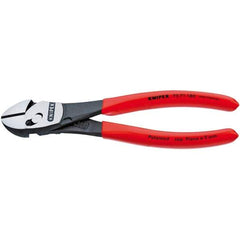 Knipex - 7-1/4" OAL, 24 AWG Capacity, Diagonal Cutter - 1" Jaw Length x 1-3/16" Jaw Width, Oval Head, Plastic Dipped Handle - Best Tool & Supply