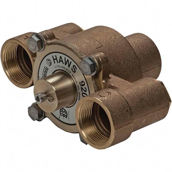 Haws - 1-1/4" Inlet, 7-5/8" Long x 3-1/2" Wide x 5-3/8" High, Brass Plumbed Wash Station Tempering Valve - Compatible with Combination Drench Shower & Eye/Face Wash Stations - Best Tool & Supply