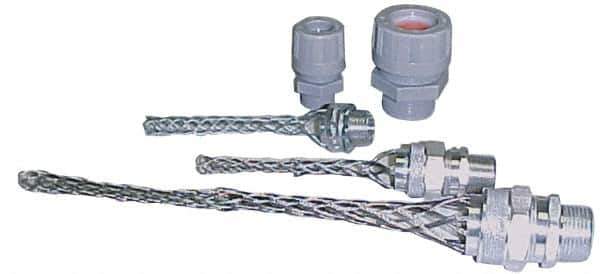 Woodhead Electrical - Liquidtight, Straight Strain Relief Cord Grip - 1-1/4 NPT Thread, 5-5/8" Long, Iron & Zinc-plated Steel - Best Tool & Supply