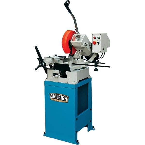 Baileigh - 1 Cutting Speed, 10" Blade Diam, Cold Saw - 54 RPM Blade Speed, Floor Machine, 1 Phase, Compatible with Ferrous/Non-Ferrous Material - Best Tool & Supply