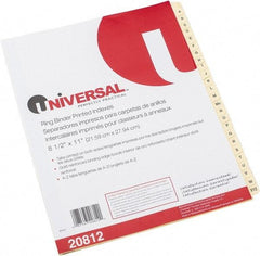 UNIVERSAL - 8-1/2 x 11" A to Z Label, 26 Tabs, Single Sided Clear Mylar, Tab Divider - Tan/Black Tabs, Buff Folder - Best Tool & Supply