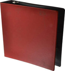 UNIVERSAL - 2" Sheet Capacity, 8-1/2 x 11", Round Ring Binder Without Label Holder - Suede Finish Vinyl Cover, Red - Best Tool & Supply