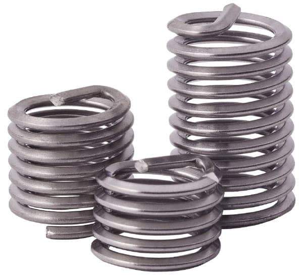 Heli-Coil - Single Insert, #10-32 UNF, 2D, Stainless Steel Screw Locking Insert - 8-3/8 Free Coils, 0.38 Inch Overall Length, with Tang, Bright Finish - Exact Industrial Supply