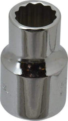 Proto - 3/8" Drive, Standard Hand Socket - 12 Points, 1-3/32" OAL, Chrome Finish - Best Tool & Supply