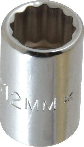 Proto - 3/8" Drive, Standard Hand Socket - 12 Points, 1-1/8" OAL, Chrome Finish - Best Tool & Supply