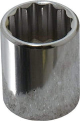 Proto - 3/8" Drive, Standard Hand Socket - 12 Points, 1-1/8" OAL, Chrome Finish - Best Tool & Supply