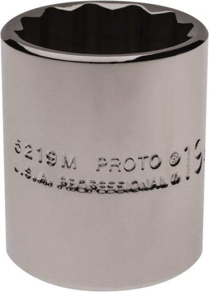 Proto - 3/8" Drive, Standard Hand Socket - 12 Points, 1-3/16" OAL, Chrome Finish - Best Tool & Supply