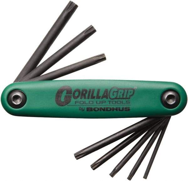 Bondhus - 8 Piece TR9 to T40 Fold-Up Torx Key Set - T9, T10, T15, T20, T25, T27, T30, T40 Torx Size - Best Tool & Supply