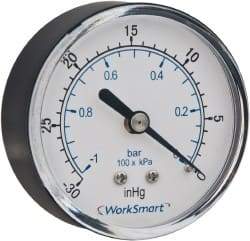 Value Collection - 2-1/2" Dial, 1/4 Thread, 30-0 Scale Range, Pressure Gauge - Center Back Connection Mount, Accurate to 3-2-3% of Scale - Best Tool & Supply