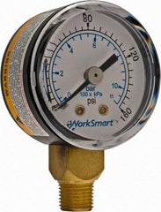 Value Collection - 1-1/2" Dial, 1/8 Thread, 0-160 Scale Range, Pressure Gauge - Lower Connection Mount, Accurate to 3-2-3% of Scale - Best Tool & Supply