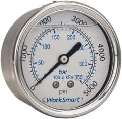 Value Collection - 2-1/2" Dial, 1/4 Thread, 0-160 Scale Range, Pressure Gauge - Center Back Connection Mount, Accurate to 3-2-3% of Scale - Best Tool & Supply