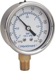 Value Collection - 1-1/2" Dial, 1/8 Thread, 0-160 Scale Range, Pressure Gauge - Lower Connection Mount, Accurate to 3-2-3% of Scale - Best Tool & Supply