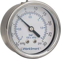 Value Collection - 2-1/2" Dial, 1/4 Thread, 0-300 Scale Range, Pressure Gauge - Center Back Connection Mount, Accurate to 3-2-3% of Scale - Best Tool & Supply