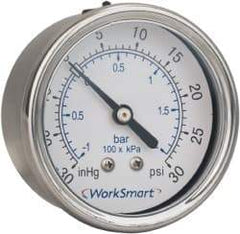 Value Collection - 2-1/2" Dial, 1/4 Thread, 0-100 Scale Range, Pressure Gauge - Center Back Connection Mount, Accurate to 3-2-3% of Scale - Best Tool & Supply