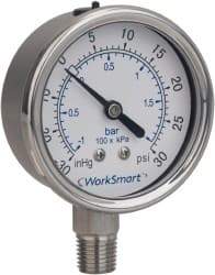 Value Collection - 2-1/2" Dial, 1/4 Thread, 0-3,000 Scale Range, Pressure Gauge - Lower Connection Mount, Accurate to 3-2-3% of Scale - Best Tool & Supply