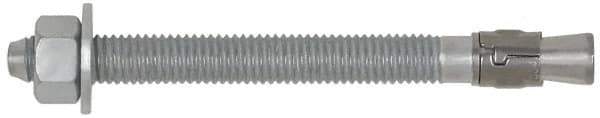 Powers Fasteners - 3/4" Diam, 3/4" Drill, 8-1/2" OAL, 1-5/8" Min Embedment Wedge Expansion Concrete Anchor - Steel, Galvanized Finish, Hex Nut Head, Hex Drive - Best Tool & Supply