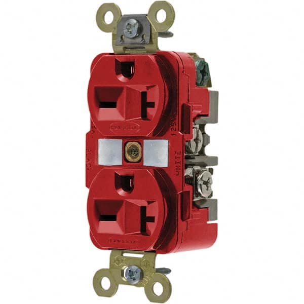 Hubbell Wiring Device-Kellems - 250V 20A NEMA 6-20R Industrial Grade Red Straight Blade Duplex Receptacle - Best Tool & Supply