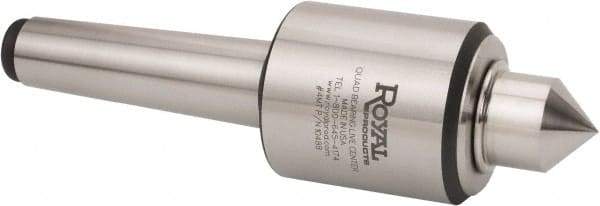 Royal Products - MT5 Morse Taper, 2.45" Head Diam Live Center - 5,000 Max RPM, 2.78" Head Length, 1-1/4" Point Diam, 1.47" Point Len, 2,240 Lb Max Workpc, Male Point - Best Tool & Supply