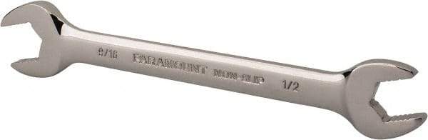 Paramount - 1/2" x 9/16" Standard Open End Wrench - 6-1/2" OAL, Double End, Full Polish Finish, 15° Head Angle - Best Tool & Supply