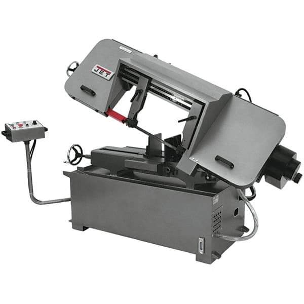 Jet - 12 x 20" Max Capacity, Semi-Automatic Variable Speed Pulley Horizontal Bandsaw - 82 to 262 SFPM Blade Speed, 460 Volts, 45°, 3 hp, 3 Phase - Best Tool & Supply