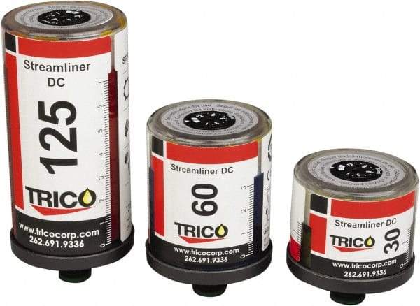 Trico - 2.03 Ounce Reservoir Capacity, 1/4 NPT Thread, Plastic, Electrochemical, Grease Cup and Lubricator - -20 to 55°C Operating Temp, 5 Bar Operating Pressure, 2.95" High x 2.05" Diam - Best Tool & Supply