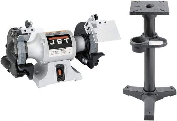 Jet - 6" Wheel Diam x 3/4" Wheel Width, 1/2 hp Grinder - 1/2" Arbor Hole Diam, 1 Phase, 3,450 Max RPM, 115 Volts - Best Tool & Supply