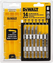 DeWALT - 14 Piece, 3" to 5" Long, 6 to 32 Teeth per Inch, Bi-Metal Jig Saw Blade Set - Toothed Edge, T-Shank - Best Tool & Supply