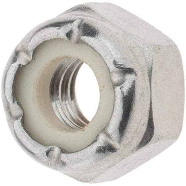 Value Collection - 1/4-20 UNC 18-8 Hex Lock Nut with Nylon Insert - 7/16" Width Across Flats, 19/64" High - Best Tool & Supply