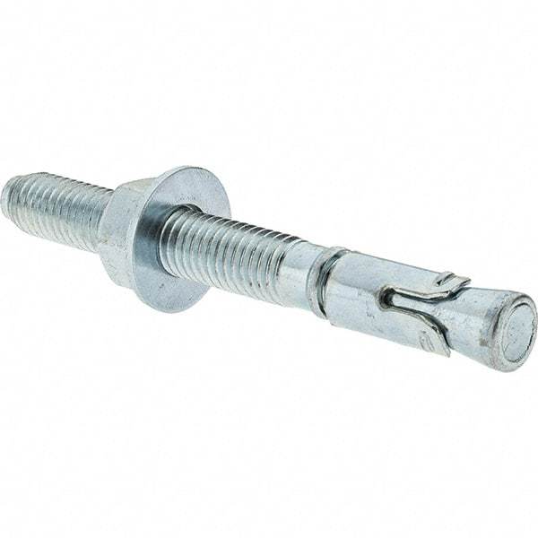 Value Collection - 1/2" Diam, 1/2" Drill, 4-1/2" OAL, Wedge Expansion Concrete Anchor - 1018 Steel, Zinc-Plated Finish, Hex Nut Head, Hex Drive, 2-3/4" Thread Length - Best Tool & Supply