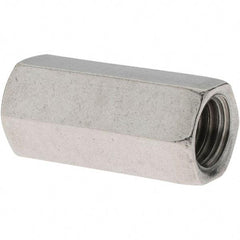 Value Collection - 3/8-16 UNC, 1-1/8" OAL Stainless Steel Standard Coupling Nut - 1/2" Width Across Flats - Best Tool & Supply