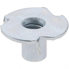 Made in USA - #6-32 Zinc-Plated Steel Standard Tee Nut - 1/4" Barrel Length, 1/2" Flange Diam, 3 Prongs - Best Tool & Supply