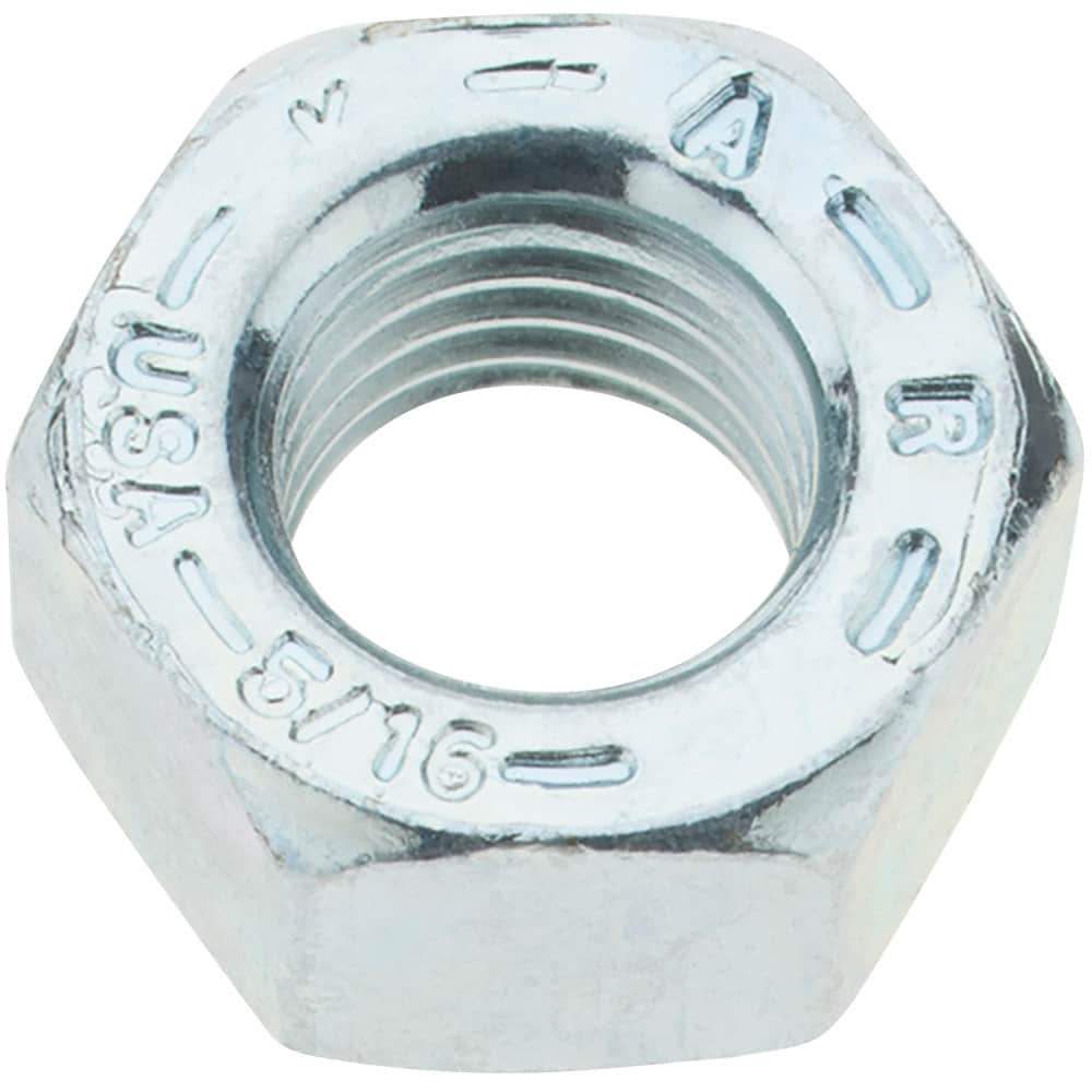 Value Collection - 5/16-24 UNF Steel Right Hand Hex Nut - 1/2" Across Flats, 17/64" High, Zinc Yellow Dichromate Finish - Best Tool & Supply