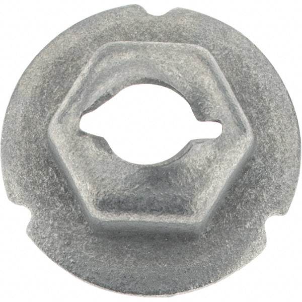 Value Collection - 3/16" Hole Diam, 5/8" OD, 3/8" Width Across Flats Washer Lock Nut - Zinc-Plated Spring Steel, For Use with Non Threaded Fasteners - Best Tool & Supply