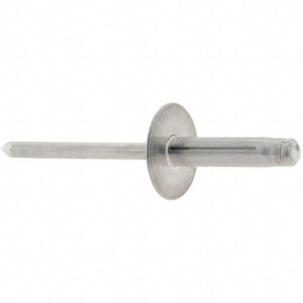 RivetKing - Large Flange Head Aluminum Peel Blind Rivet - Aluminum Mandrel, 0.063" to 1/4" Grip, 3/16" Body Diam - Best Tool & Supply