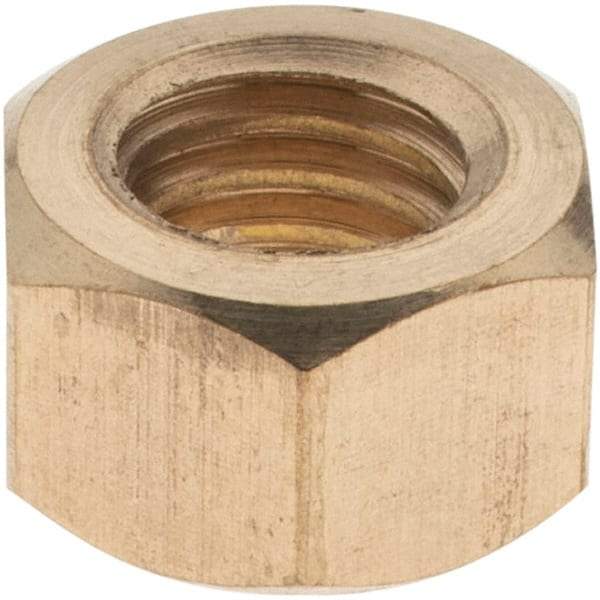 Value Collection - 3/8-16 UNC Brass Right Hand Hex Nut - 9/16" Across Flats, 21/64" High - Best Tool & Supply