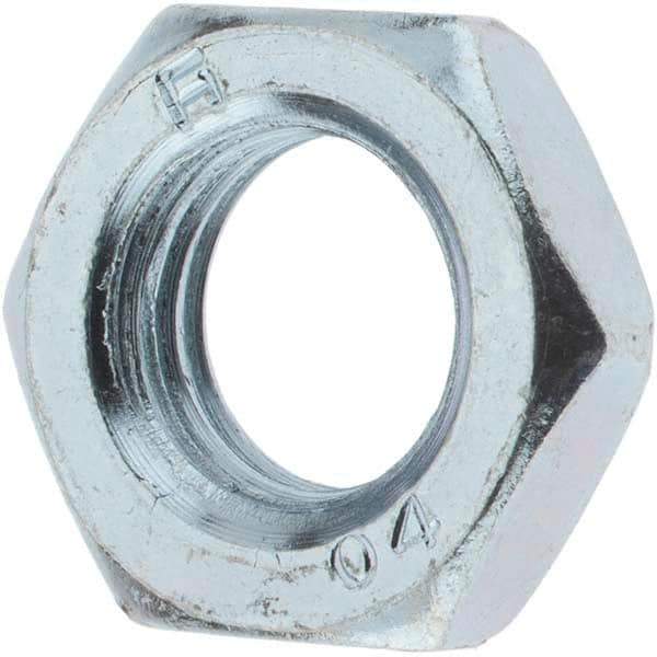 Value Collection - M12x1.50 Metric Fine Steel Right Hand Hex Jam Nut - 19mm Across Flats, 6mm High, Zinc-Plated Finish - Best Tool & Supply